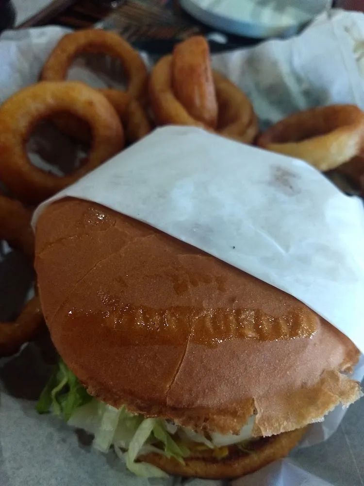 Double Cheeseburger and Onion Rings